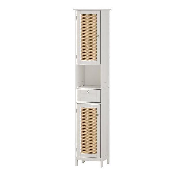 Vicco Badschrank Rosario Weiß 32 x 170 cm mit 2 Türen und Schublade günstig online kaufen
