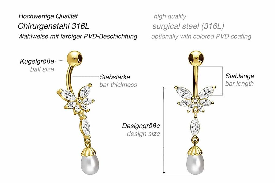 PIERCINGLINE Bauchnabelpiercing Chirurgenstahl Bananabell SCHMETTERLING + günstig online kaufen