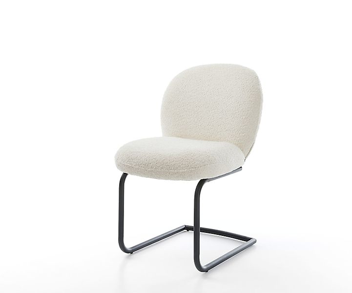 Freischwinger Nube-Flex Bouclé Weiß Freischwinger rund Schwarz Taschenfeder günstig online kaufen
