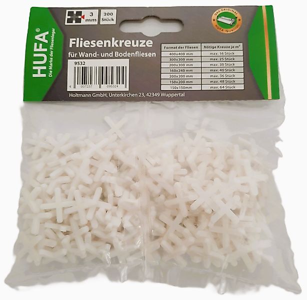 Hufa Fliesenkreuz Hufa Fliesenleger Kunststoff Fliesenkreuze weiß 3mm 200 S günstig online kaufen
