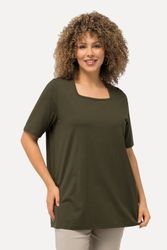 Ulla Popken T-Shirt T-Shirt A-Linie Carré-Ausschnitt günstig online kaufen
