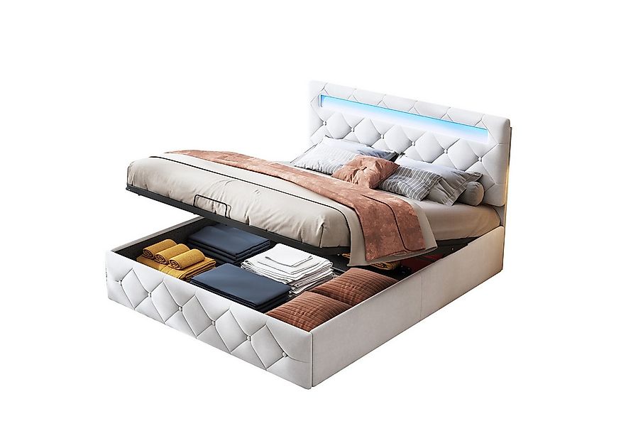 FUROKOY Polsterbett Hydraulisches Stauraumbett Doppelbett Samt, (Verstellba günstig online kaufen