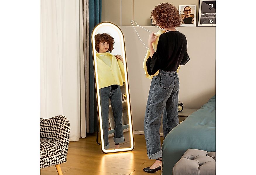 HOMCOM Standspiegel 150 x 40 cm mit LED-Beleuchtung, 3 Lichtfarben, Touch-S günstig online kaufen