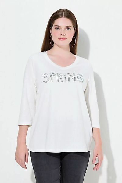 Ulla Popken T-Shirt Shirt Spring Statement Zierfalten V-Ausschnitt günstig online kaufen