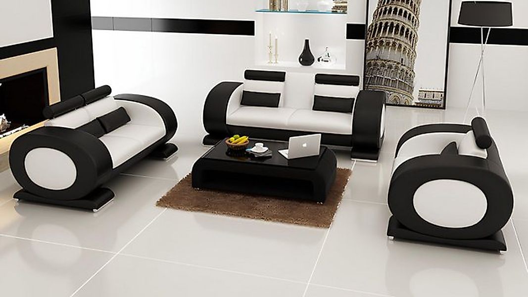 JVmoebel Sofa Ledersofa Moderne Couch Wohnlandschaft 3+2+1 Sitzer Garnitur günstig online kaufen