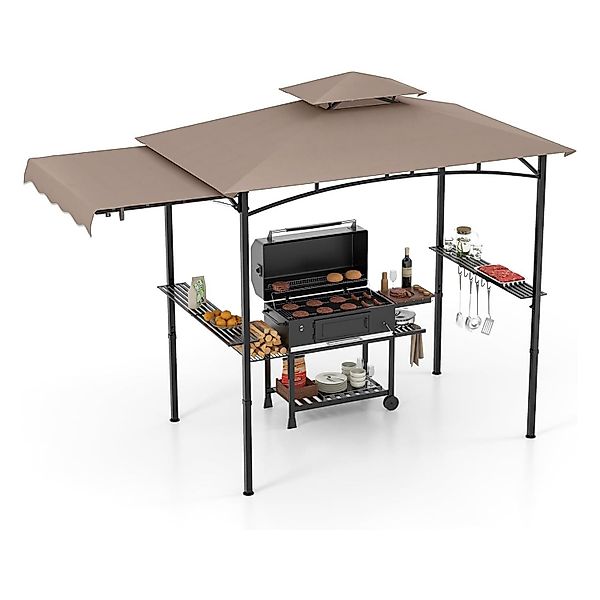 KOMFOTTEU Grillpavillon, mit Doppeldach & Seitenmarkise günstig online kaufen