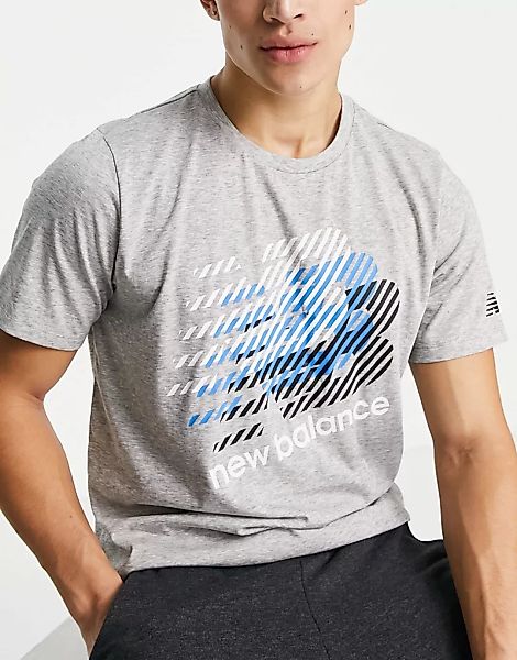 New Balance – T-Shirt in Grau mit Grafik-Print günstig online kaufen