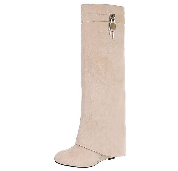 Ital-Design Elegante Überknie-Stiefel mit Komfort und modernem Design Keils günstig online kaufen