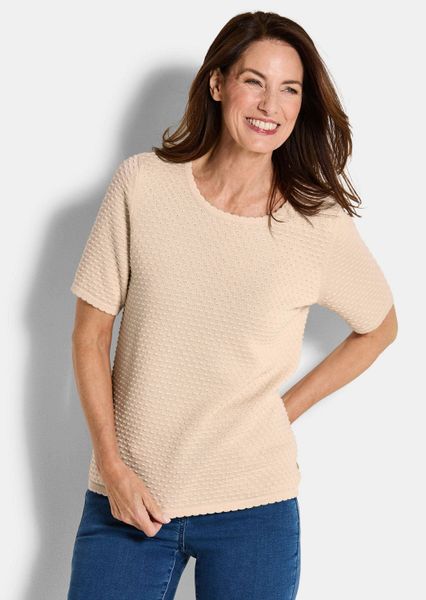 GOLDNER Strickpullover Halbarm Strickshirt mit Rundhals günstig online kaufen