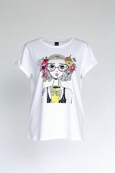 Zuckerwatte Print-Shirt Rundhalsshirt mit Boho Frontdruck aus 100% Baumwoll günstig online kaufen