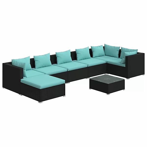 Vidaxl 8-tlg. Garten-lounge-set Mit Kissen Poly Rattan Schwarz günstig online kaufen