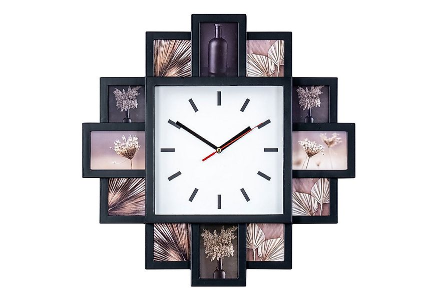 Levandeo® Bilderrahmen Collage, Fotouhr Wanduhr 12 Fotos schwarz - Bilderra günstig online kaufen