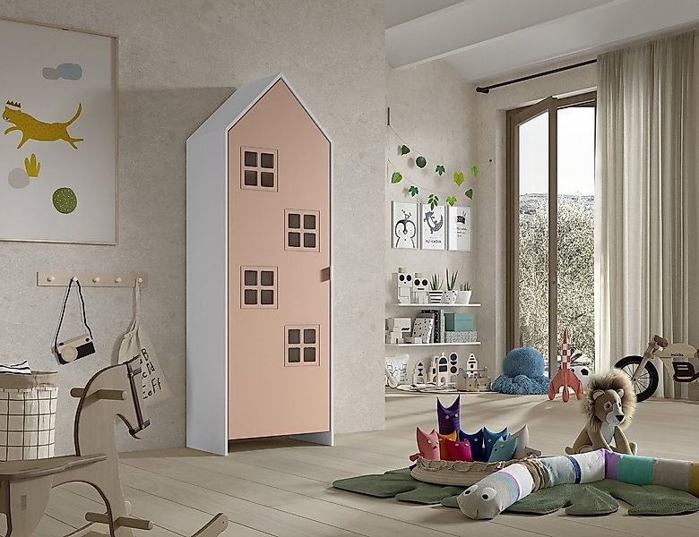 Vipack Kleiderschrank in Weiß/Pink lackiert - 57,6x171,3x37 (BxHxT) günstig online kaufen