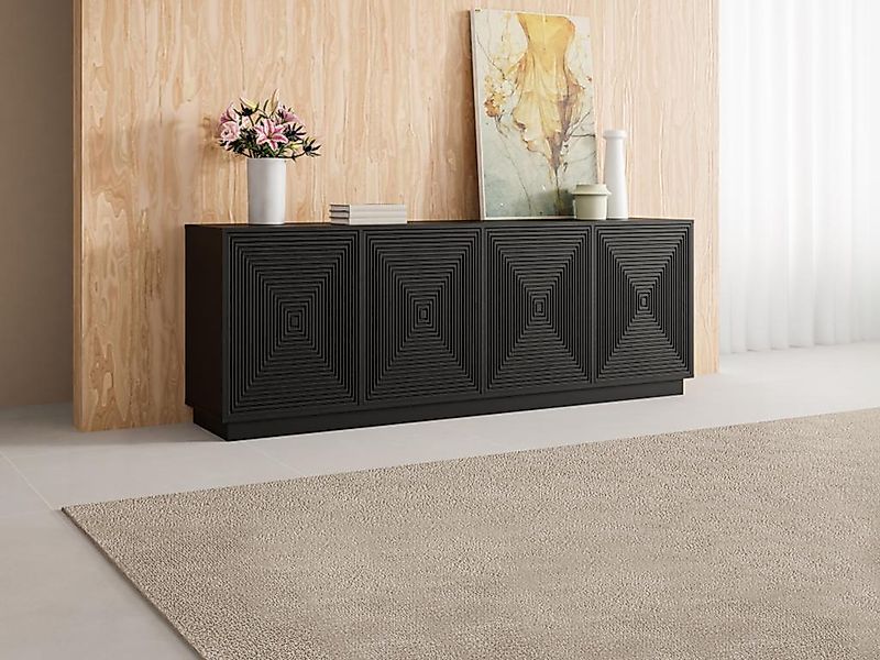 Sideboard mit 4 Türen - MDF - Schwarz - MEZULIA günstig online kaufen