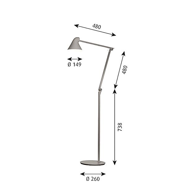 Louis Poulsen NJP LED-Stehlampe 3.000 K hellgrau günstig online kaufen