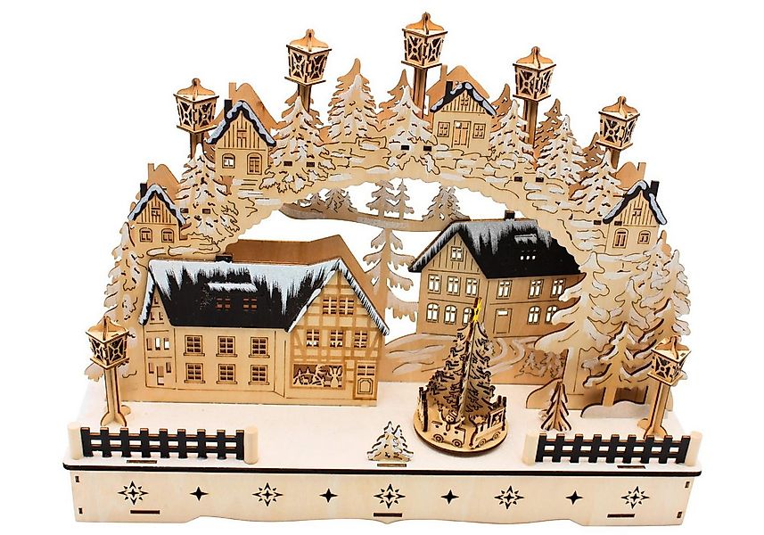 Dekohelden24 LED Schwibbogen LED Holz Schwibbogen, Lichterbogen, Schwippbog günstig online kaufen