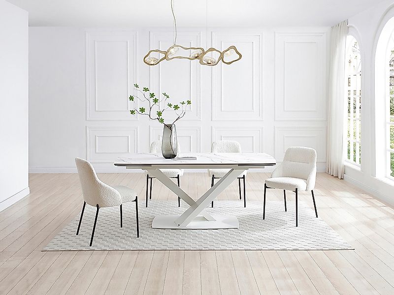 Esstisch ausziehbar - 6 bis 10 Personen - Sicherheitsglas, Keramik & Metall günstig online kaufen