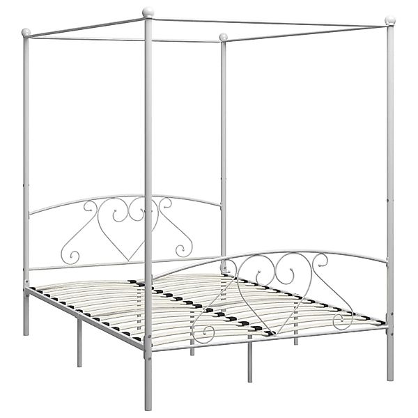 vidaXL Himmelbett, Baldachin Bett-Gestell Weiß Metall 140 x 200 cm günstig online kaufen