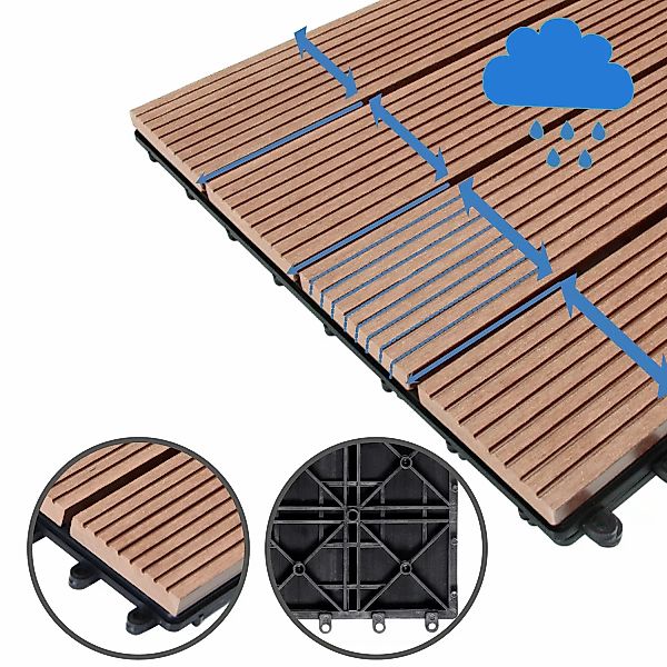 Casaria Holzfliesen 44x Mosaik Terrakotta, Terrassenfliesen günstig online kaufen