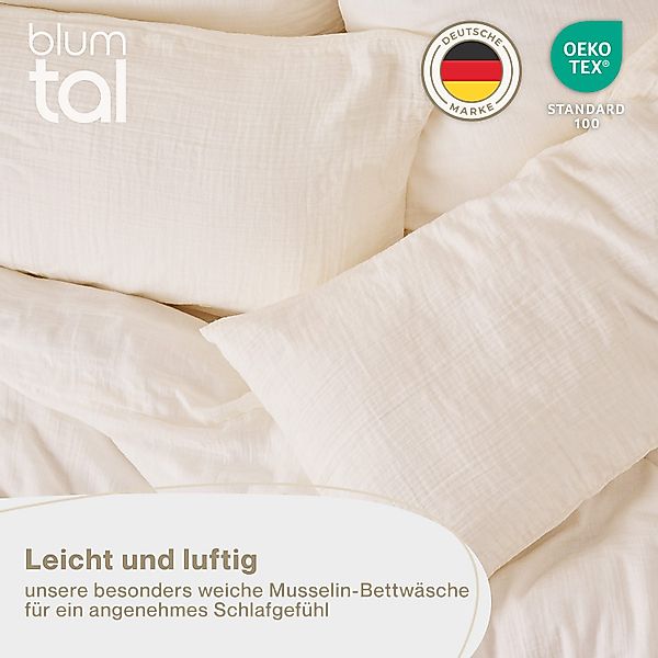 Blumtal Bettwäsche Musselin 100% Baumwolle im Set, Kopfkissenbezug & Decken günstig online kaufen