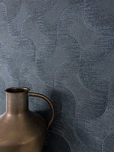 Newroom Vliestapete, Blau Tapete Glamour Muster - Mustertapete Retromuster günstig online kaufen