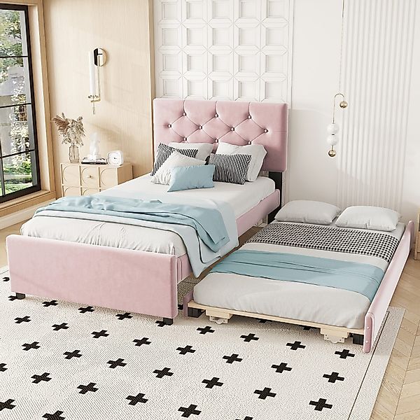 STILVORA Polsterbett 90x200 mit ausziehbett,Jengendbett Bettgestell günstig online kaufen