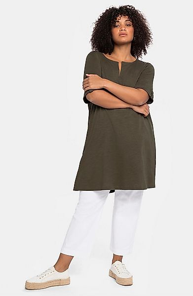 Sheego T-Shirt Longshirt . mit geschlitztem Ausschnitt günstig online kaufen