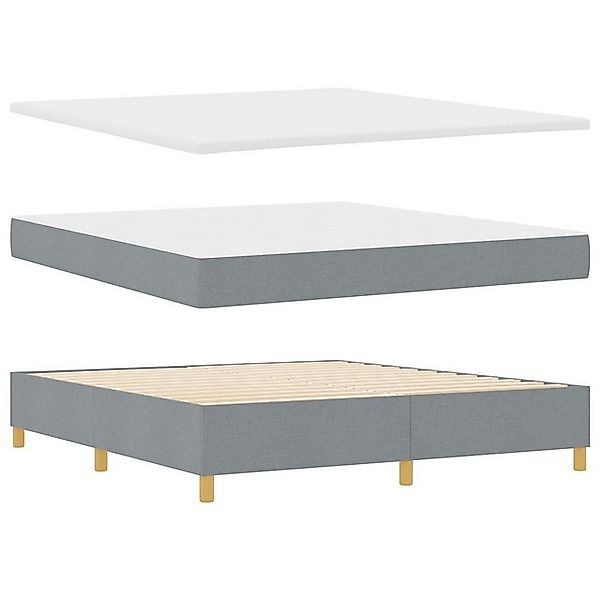 vidaXL Bett Boxspringbett mit Matratze & Bank in Hellgrau 180x200 cm Stoff günstig online kaufen