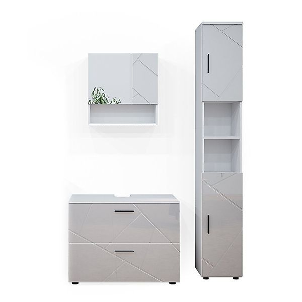 Vicco Badmöbel-Set Irma, Weiß Hochglanz, 3 günstig online kaufen