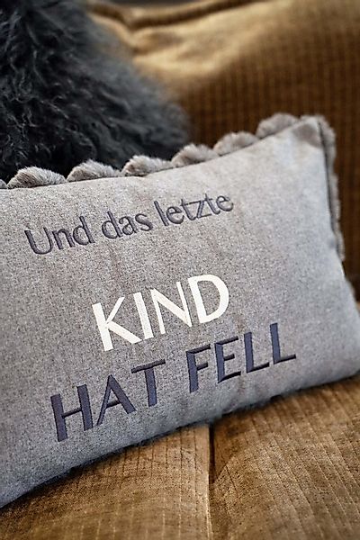 Steen Design Kissenhüllen Kissenhülle - DAS LETZTE KIND HAT FELL - grau günstig online kaufen