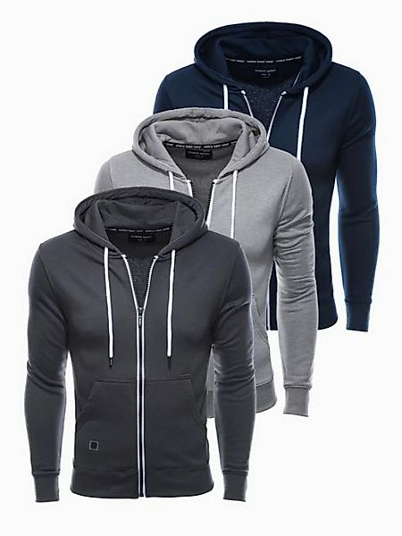 OMBRE Kapuzensweatshirt BASIC Herren-Kapuzen-Sweatshirt-Set 3er-Pack günstig online kaufen