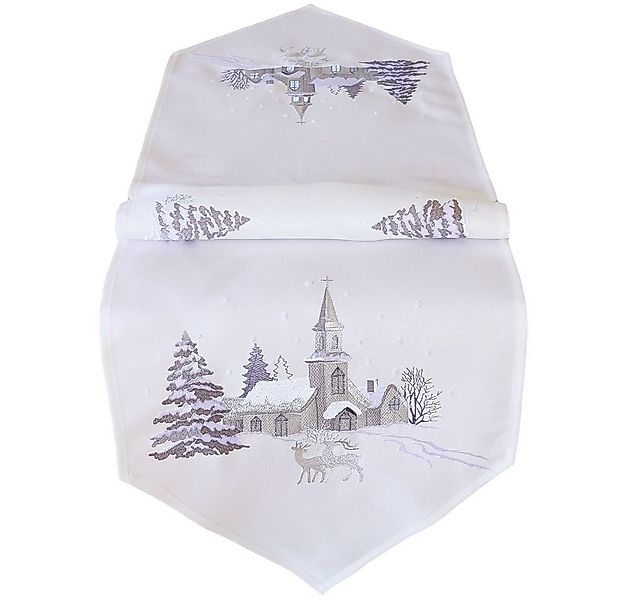 matches21 HOME & HOBBY Tischdecke Tischläufer SASKIA Dorf im Winter weiß si günstig online kaufen