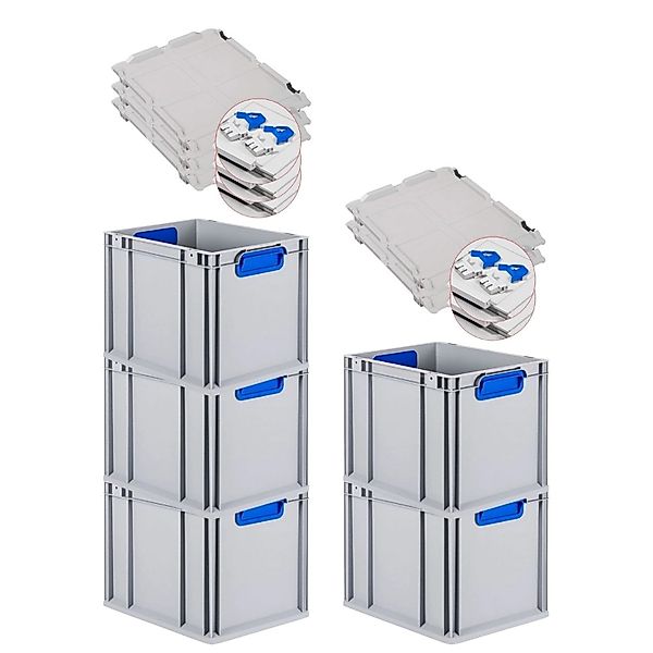 PROREGAL Spar Set 5x Eurobox Nextgen Color Mit Scharnierdeckel & Schiebesch günstig online kaufen