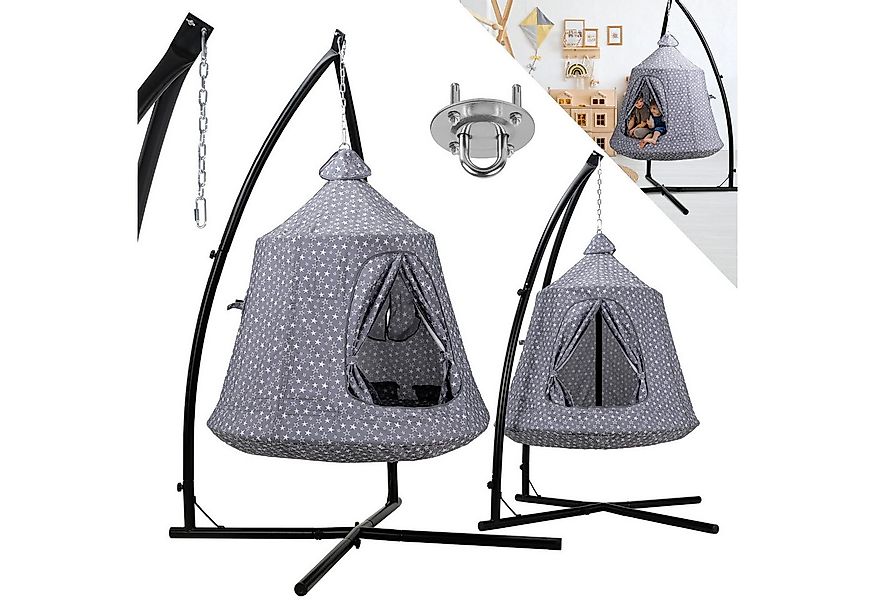 TLGREEN Hängehöhle Hängehöhle kinder mit Gestell (Hängematte int LED-Leucht günstig online kaufen