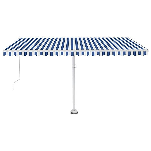 furnicato Standmarkise Manuell Einziehbar 400x350 cm Blau/Weiß günstig online kaufen