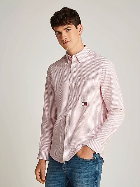 Tommy Jeans Langarmhemd "TJM STRIPE OXFORD SHIRT EXT", mit Logostickerei günstig online kaufen