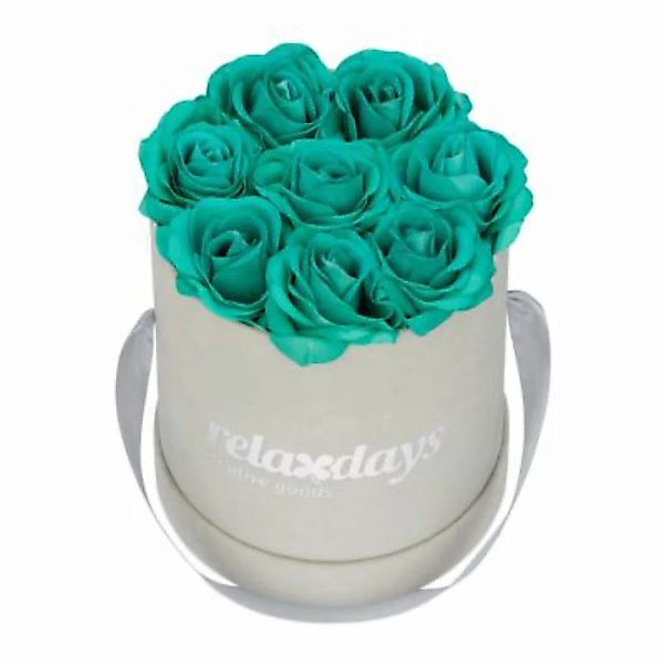 relaxdays Graue Rosenbox rund 8 Rosen türkis günstig online kaufen