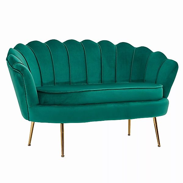 Design 2-Sitzer Sofa Samt Grün 130 x 84 x 75 cm | Kleine Couch für zwei Per günstig online kaufen