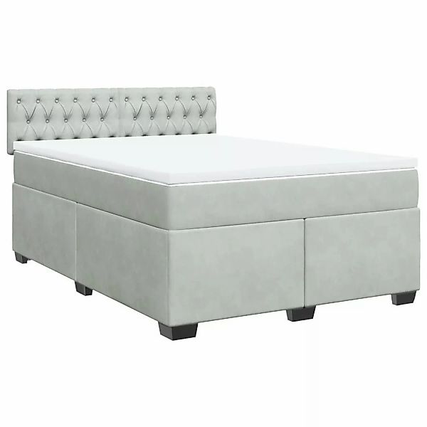 vidaXL Boxspringbett mit Matratze Hellgrau 160x200 cm Samt2103664 günstig online kaufen