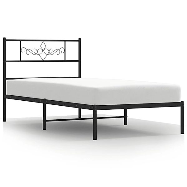 vidaXL Bettgestell, Bettrahmen mit Kopfteil Metall Schwarz 100x190 cm günstig online kaufen