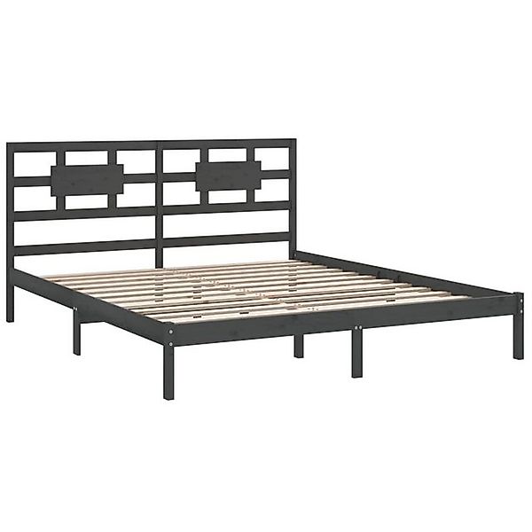 vidaXL Bettgestell Massivholzbett Grau 200x200 cm Bett Bettgestell Doppelbe günstig online kaufen