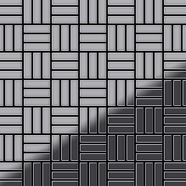 ALLOY Mosaik Fliese Massiv Metall Edelstahl Hochglanz Grau 1,6mm Basketweav günstig online kaufen