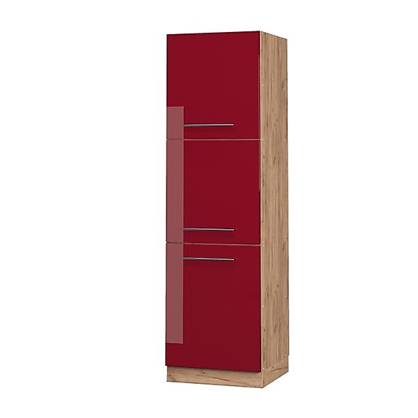 Vicco Herdumbauschrank Fame-Line Bordeaux Hochglanz/Goldkraft Eiche 60 cm günstig online kaufen