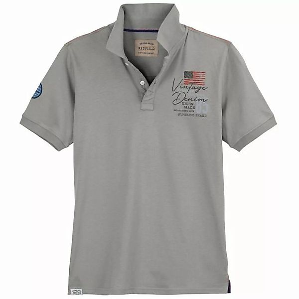 redfield Poloshirt Große Größen Herren Poloshirt Poloshirt grau Brustprint günstig online kaufen