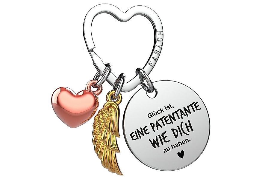 FABACH Schlüsselanhänger Glücksbringer Herz und Engelsflügel mit Gravur "Be günstig online kaufen