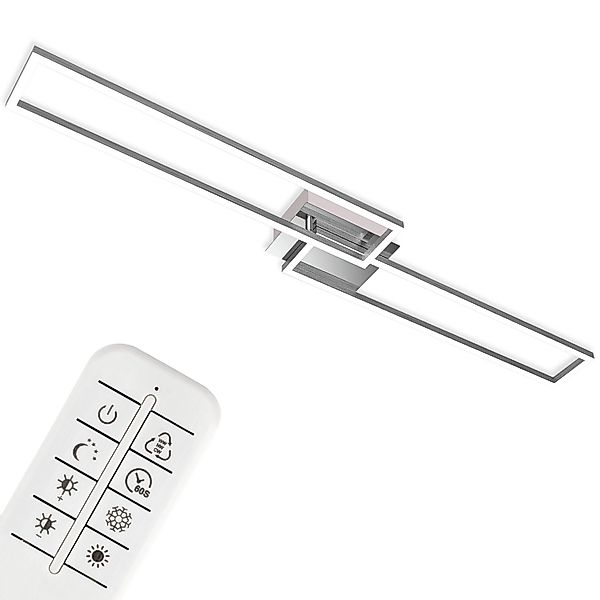 Brilo LED Deckenleuchte Frame Dimmbar CCT Fernbedienung 110 cm Chrom-Alu günstig online kaufen