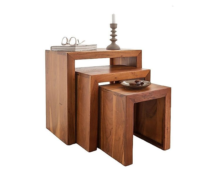 Liadomo Beistelltisch Bianca (3-teilig, 3er-Set), massiv aus Akazie, nussfa günstig online kaufen