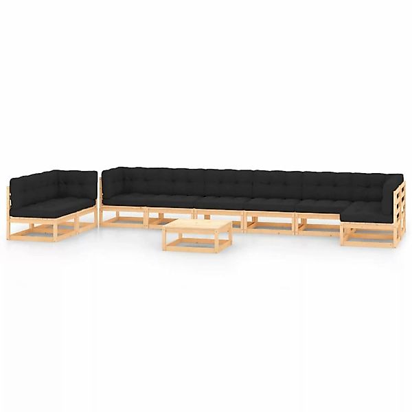 Vidaxl 10-tlg. Garten-lounge-set Anthrazit-kissen Massivholz Kiefer günstig online kaufen