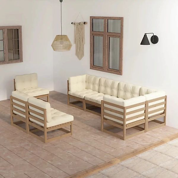 8-tlg. Garten-lounge-set Mit Kissen Kiefer Massivholz günstig online kaufen