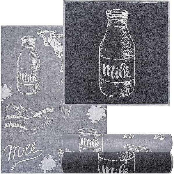 Lashuma Handtuch Set Milch, Frottee (4-St), graue Geschirrtücher saugstark günstig online kaufen